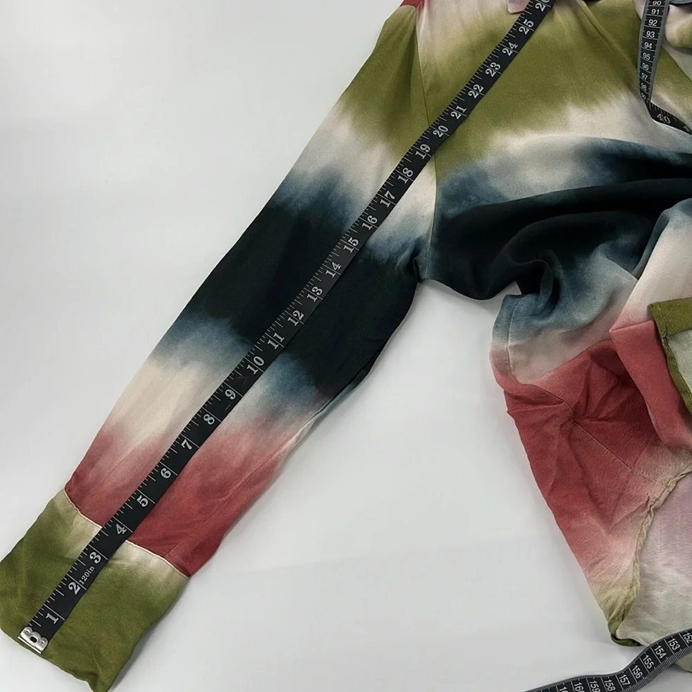 Zara womens Multicolor Tie-Dye dopamine viscose Shirt XL - Picture 7 of 8